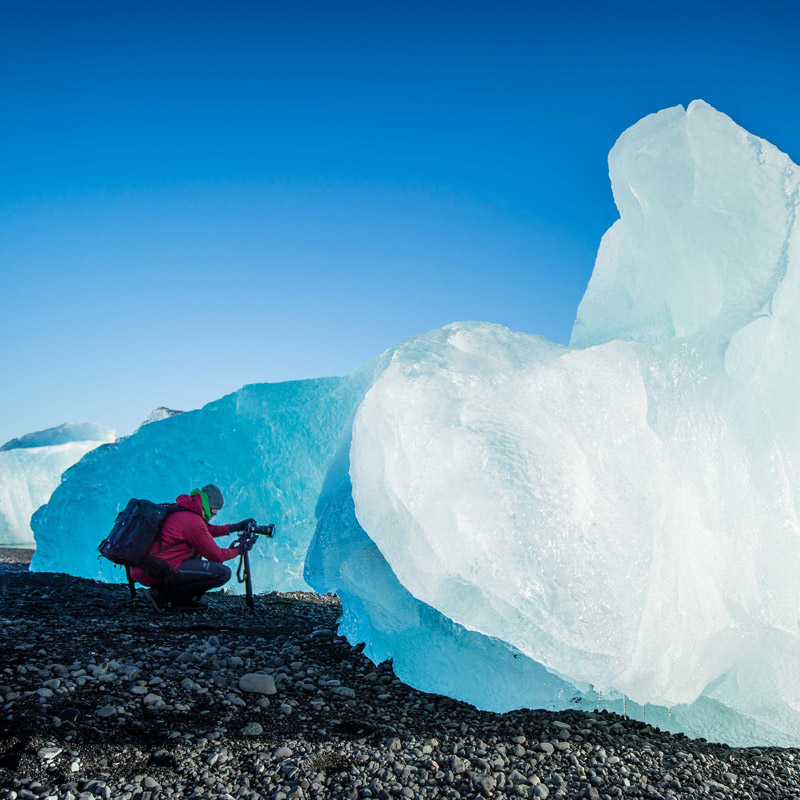 Hanging at the Glacier Lagoon with my Lowepro bag