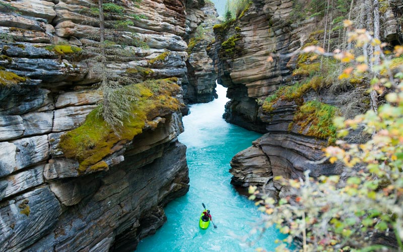First Chris Burkard hit Jasper and asked for a kayaker beneath Athabasca Falls.
